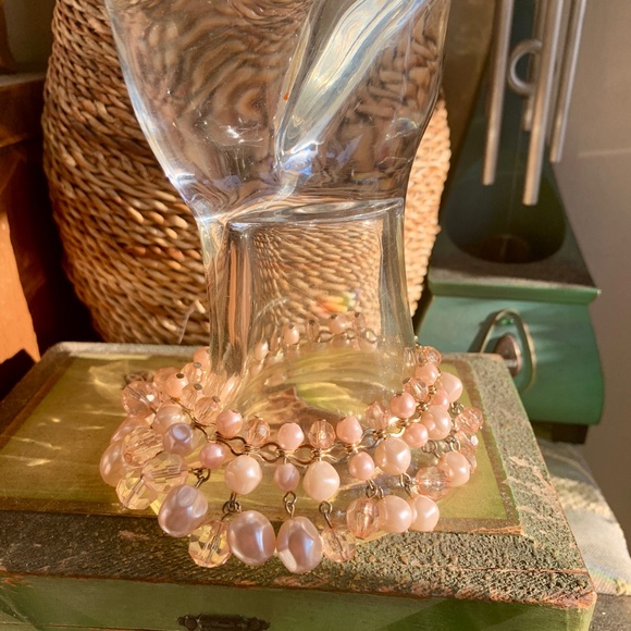 Gold Tone Blush Pink Faux Pearl Dangle Bracelet - 7"  Bracelet - Picture 6 of 7